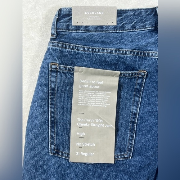 NWT Everlane Sz 31 Regular The Curvy 90’s Cheeky Straight Leg Jeans Medium Wash - Picture 11 of 14